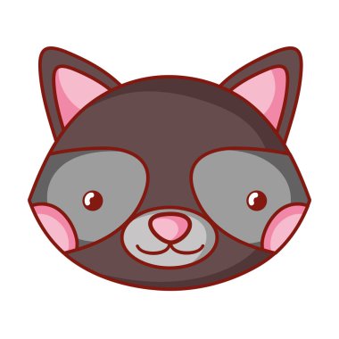 Rakun baş sevimli vahşi hayvan vektör çizim