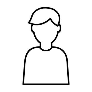 satır piktogram adamla saç modeli ve rahat t-shirt vektör çizim