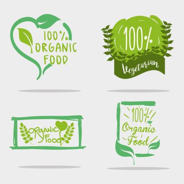 Organik gıda mesaj natuals yaprakları ile vektör çizim ayarla