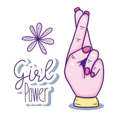 Kadın güç el işareti karikatür vektör çizim grafik tasarım ile