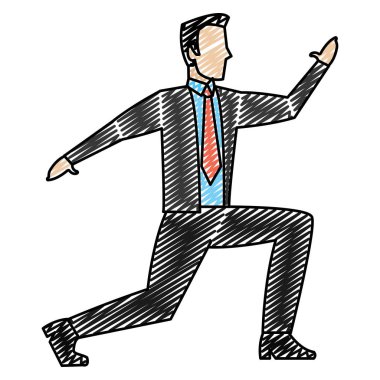 Doodle zarif işadamı uygun office başarı vektör çizim