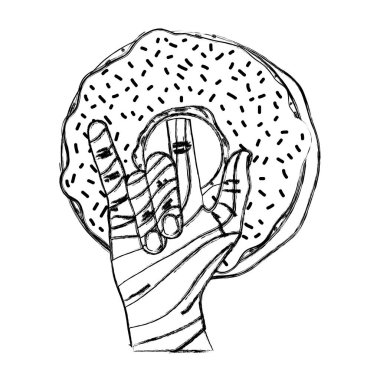 Grunge rock işareti ve tatlı çörek vektör çizim ile dekoratif el