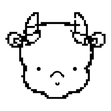 satırı piksel şirin ejderha başlı boynuzlarıyla illüstrasyon vektör