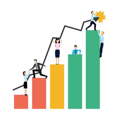 iş adamları çalışması vektör çizim bar istatistikleri diyagramı