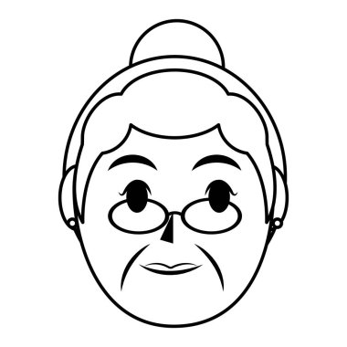 satır eski kadın Merkez hairtyle ve gözlük illüstrasyon vektör