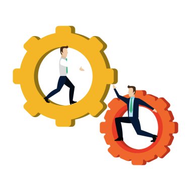 Sanayi dişli işlemi içinde profesyonel iş adamları illüstrasyon vektör