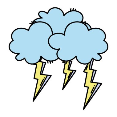 gök gürültüsü doğa hava vektör çizim ile renkli kabarık bulutlar