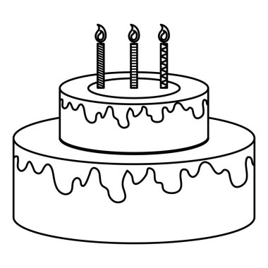 satır tatlı pasta tatlı yemek mum vektör çizim ile
