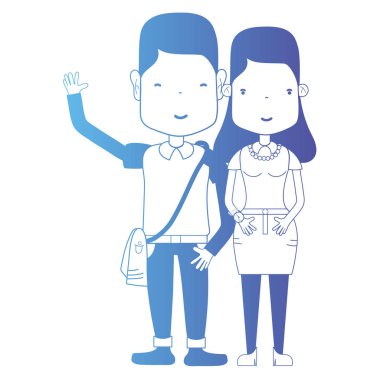 saç şekli ve kıyafet vektör çizim ile birlikte satır çift