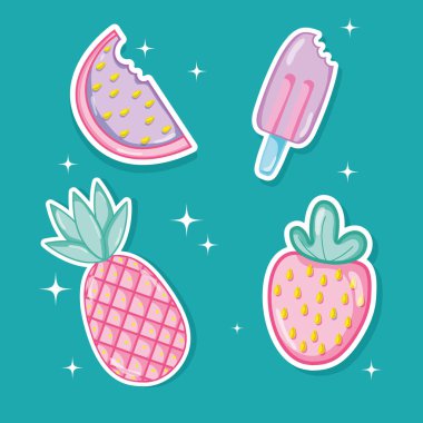 Punchy pastel karikatürler collestion vektör çizim grafik tasarım