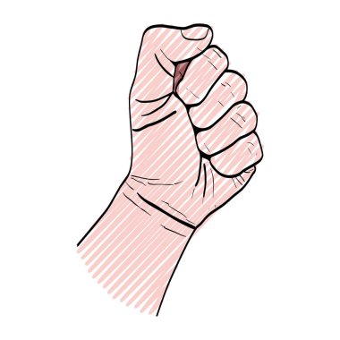 Doodle kişi el oppose protesto Revoluciön vektör çizim