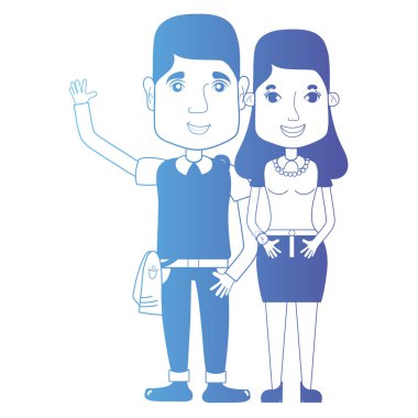 saç şekli ve kıyafet vektör çizim ile birlikte satır çift