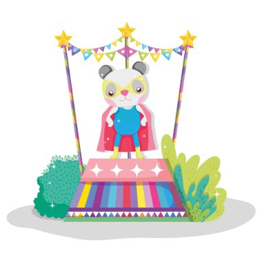 sirk gösterisi vektör çizim Panda kahraman kostümü