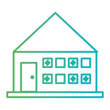 çizgi ev mimarisi ile kapı ve pencereler vektör çizim