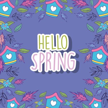 bahar çiçekleri ve dalları bırakır bitkiler arka plan vektör çizim