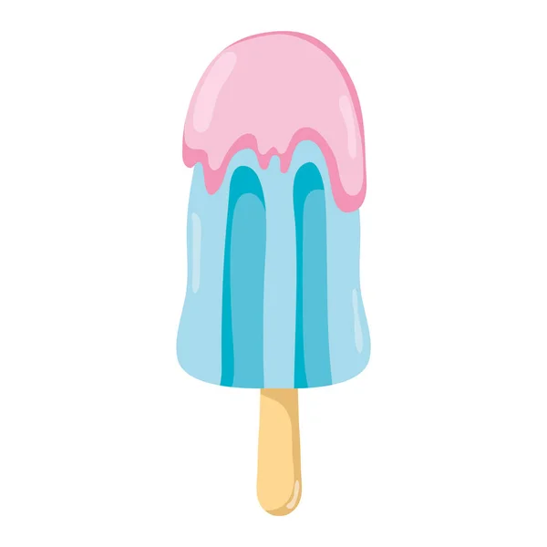 Postre Lolly Hielo Con Crema Dulce Vector Ilustración — Vector de stock