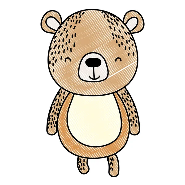 Doodle Feliz Urso Selvagem Bonito Animal Vetor Ilustração — Vetor de Stock