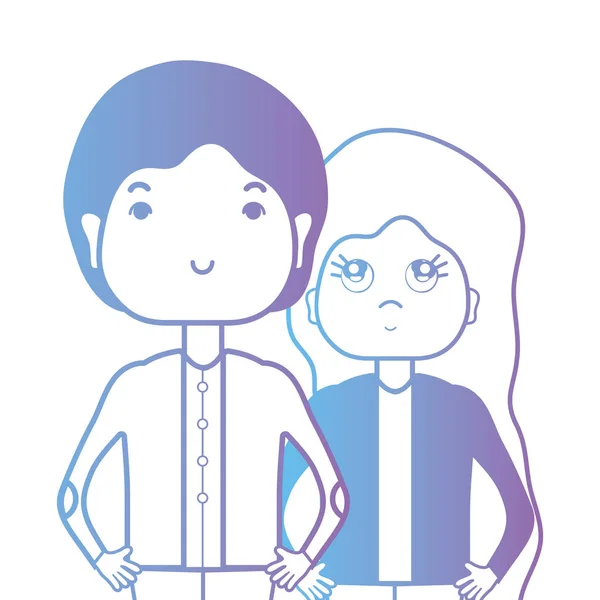 Ligne Couple Togeter Avec Illustration Vectorielle Conception Coiffure — Image vectorielle