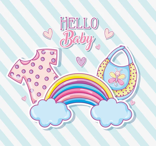 Hej Baby Cute Karikatyrerna Kort Vektor Illustration Grafisk Design — Stock vektor