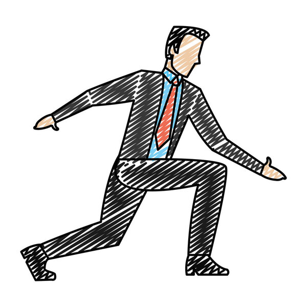 doodle businessman office success with elegant suit vector illustration