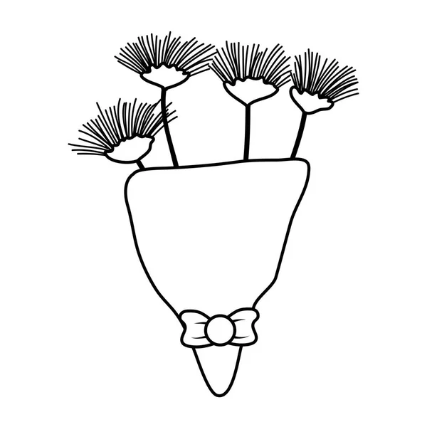 Linie Exotische Strauß Blumen Mit Schönen Blütenblättern Vektor Illustration — Stockvektor