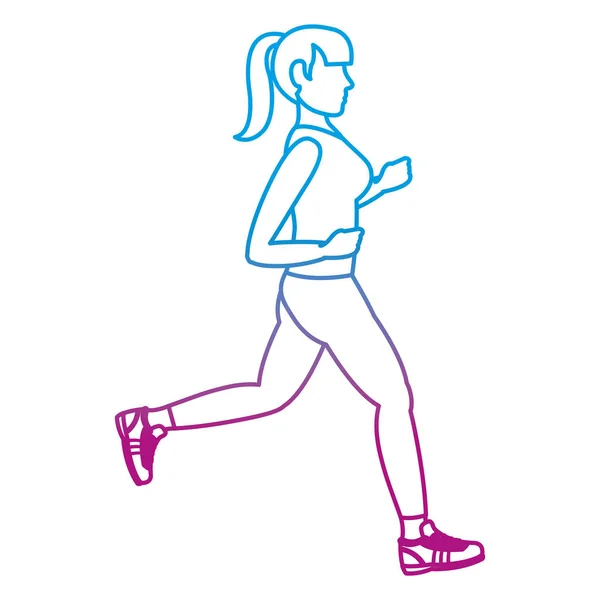 Ligne Dégradée Fitenes Femme Course Exercice Entraînement Vectoriel Illustration — Image vectorielle
