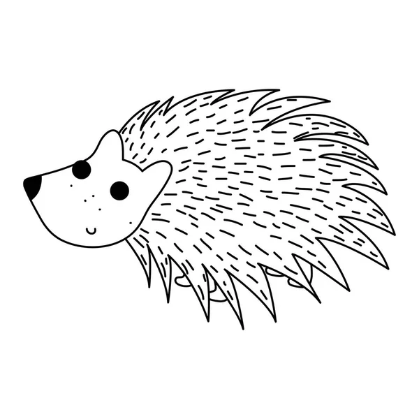 Line Adorable Porcupine Wild Cute Animal Vector Illustration — Stock Vector