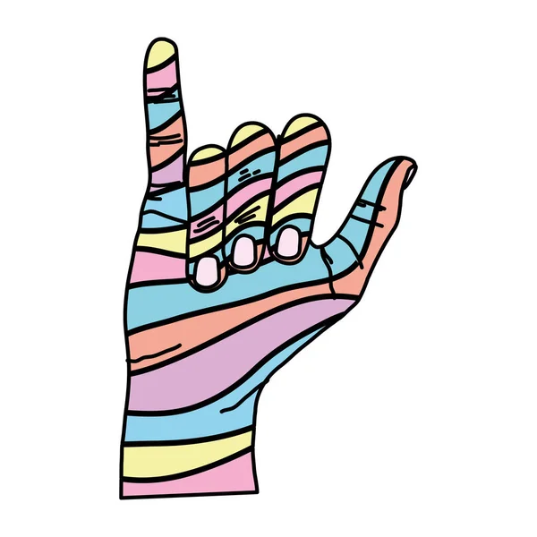 Color Fashion Hand Hang Loose Sign Vector Illustration — Stock Vector