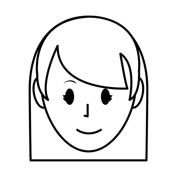 Linia Głowy Szczęśliwą Kobietą Avatar Fryzurę Ilustracja Wektorowa — Wektor stockowy