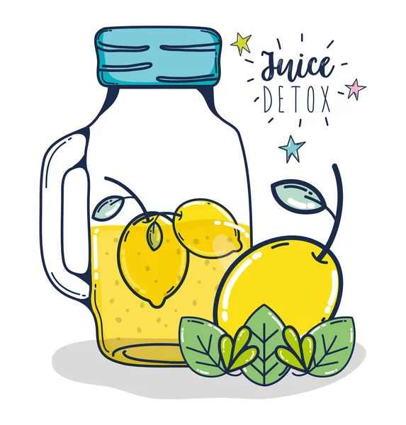 Limonada Desintoxicação Suco Frutas Mason Jar Design Gráfico Ilustração Vetorial —  Vetores de Stock