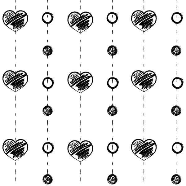 Grunge Herz Und Kreis Hand Gezeichnet Form Hintergrund Vektor Illustration — Stockvektor
