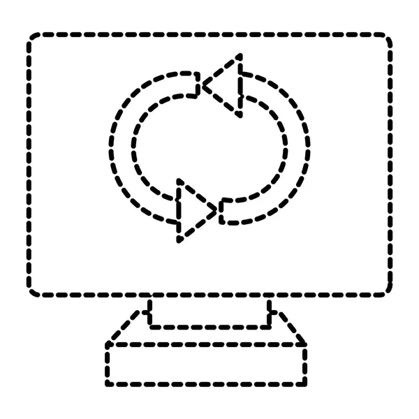 Prickade Formen Skärmen Datorteknik Med Lastning Symbol Vektorillustration — Stock vektor