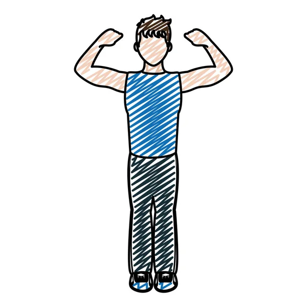 Каракули Спортсмен Человек Активной Фитнес Тренировки Векторной Иллюстрации — стоковый вектор
