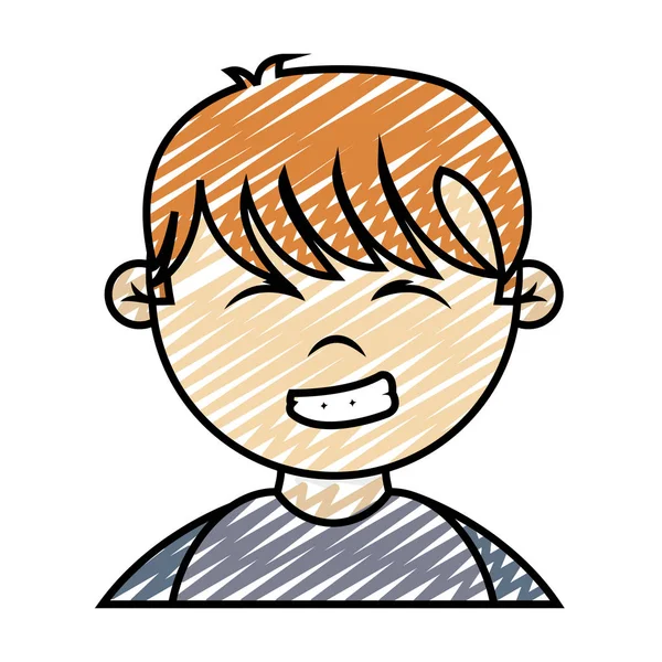 髪型と シャツ落書き幸せな少年頭ベクトル イラスト — ストックベクタ