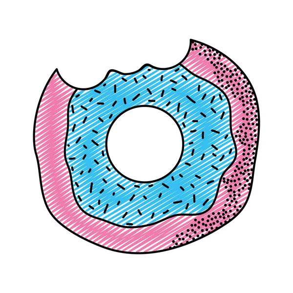 Doodle Leckere Donut Süße Bäckerei Lebensmittel Vektor Illustration — Stockvektor
