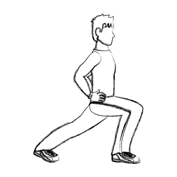 Grunge Fitness Man Lunges Elk Been Opleiding Vectorillustratie — Stockvector