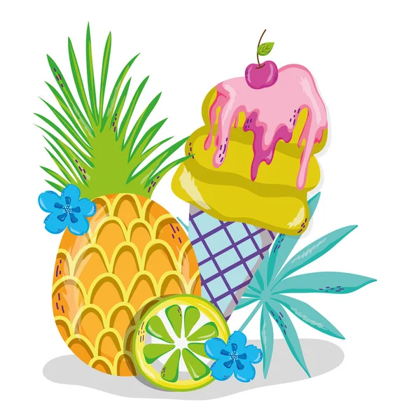 Delicious summer ice cream cartoons vector illustration graphic design
