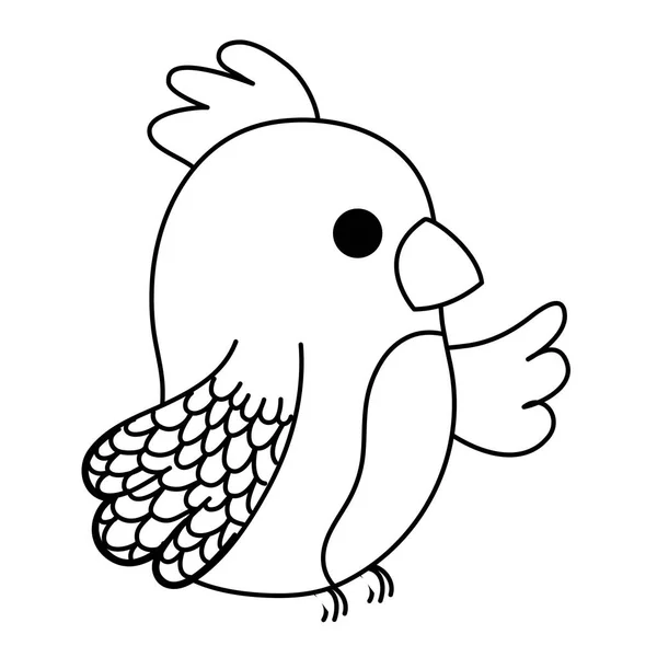 Line Beauty Parrot Bird Cute Animal Vector Illustration — Stock Vector
