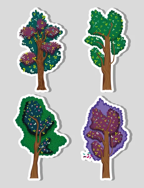 Ensemble Arbres Forestiers Collection Illustration Vectorielle Graphisme — Image vectorielle