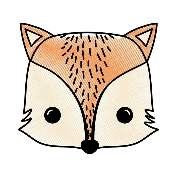 Doodle Adorável Raposa Cabeça Selvagem Animal Vetor Ilustração — Vetor de Stock