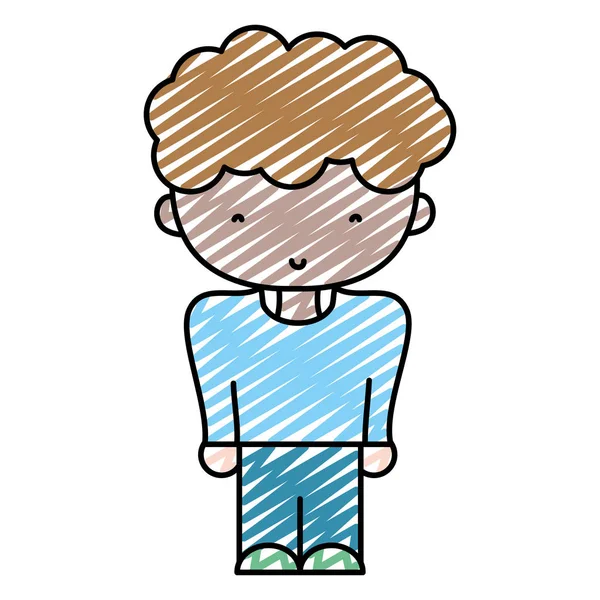 Doodle Dreng Med Frisure Mode Afslappet Tøj Vektor Illustration – Stock-vektor