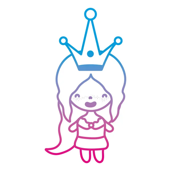 degraded line woman with crown style and clothes design vector illustration