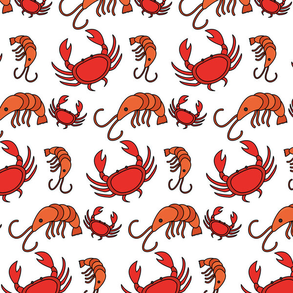 color fresh lobster and crab food background vector illustration