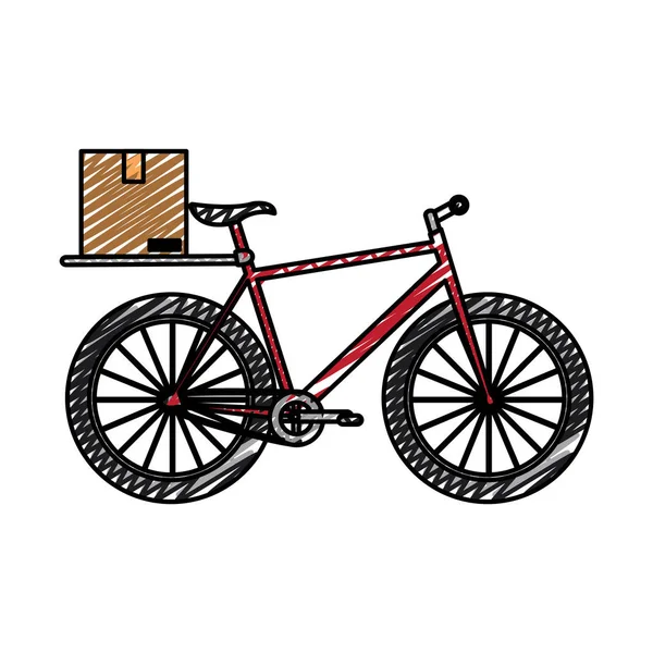 Bicicleta Con Paquete Caja Ilustración Vectorial — Vector de stock