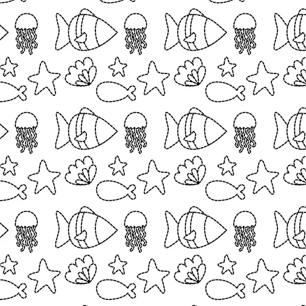 Dotted Shape Nature Marine Animals Background Design Vector Illustration — Stock Vector