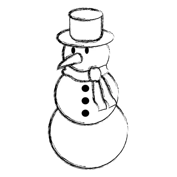 Grunge Snowman Hat Scarf Winter Weather Vector Illustration — Stock Vector