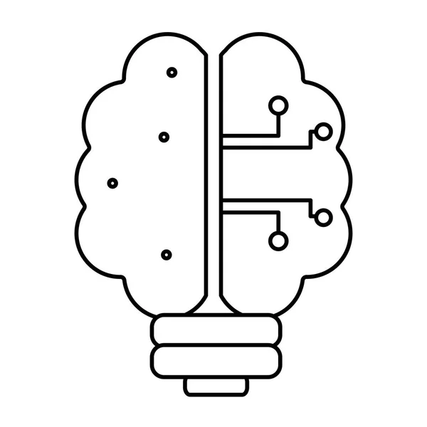 Linha Tecnologia Bulbo Cerebral Para Ilustração Vetor Inteligência Artificial —  Vetores de Stock