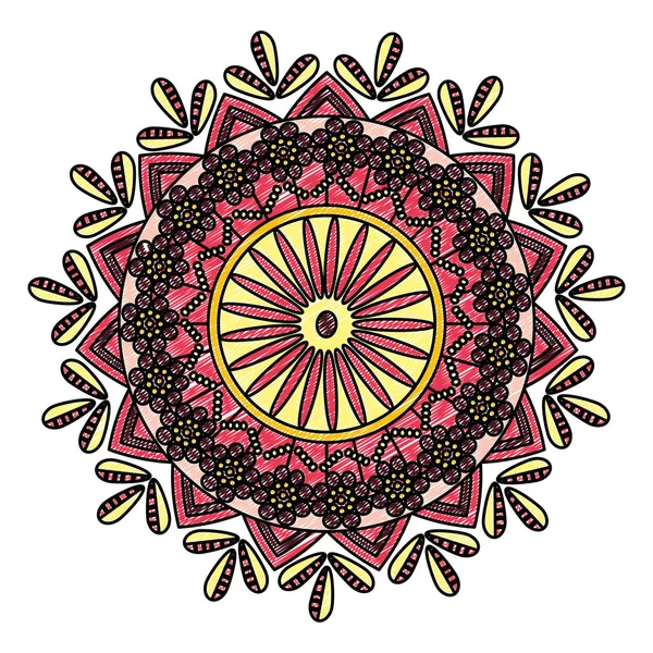 Doodle Mandala Décoration Ornement Style Indien Illustration Vectorielle — Image vectorielle