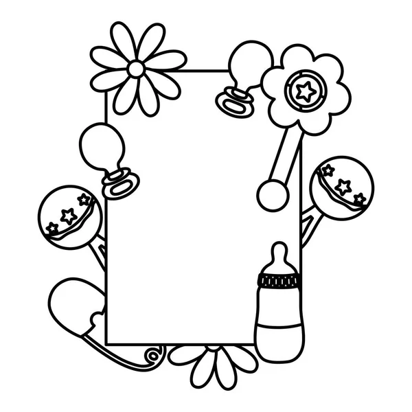 Linie Emblem Mit Baby Dinge Stil Produkte Vektor Illustration — Stockvektor