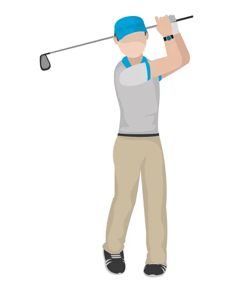 Boy Golfista Uniformě Hrát Golf Vektorové Ilustrace — Stockový vektor
